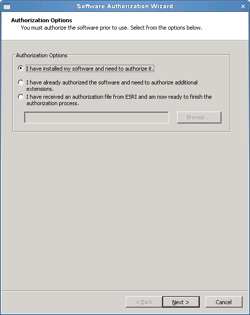 Choose the appropriate authorization option for your environment on the Authorization Options dialog box Choose the appropriate authorization option for your environment on the Authorization Options dialog box