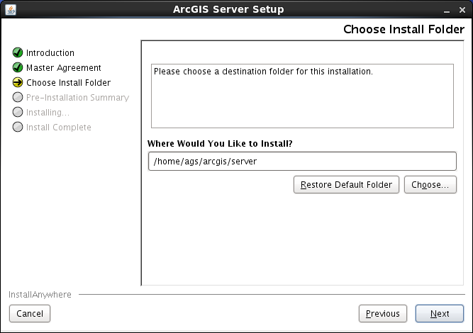 Specify the installation location on the Choose Install Folder dialog box Specify the installation location on the Choose Install Folder dialog box