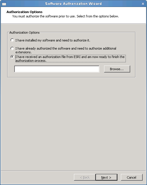 Authorization Options dialog box Authorization Options dialog box